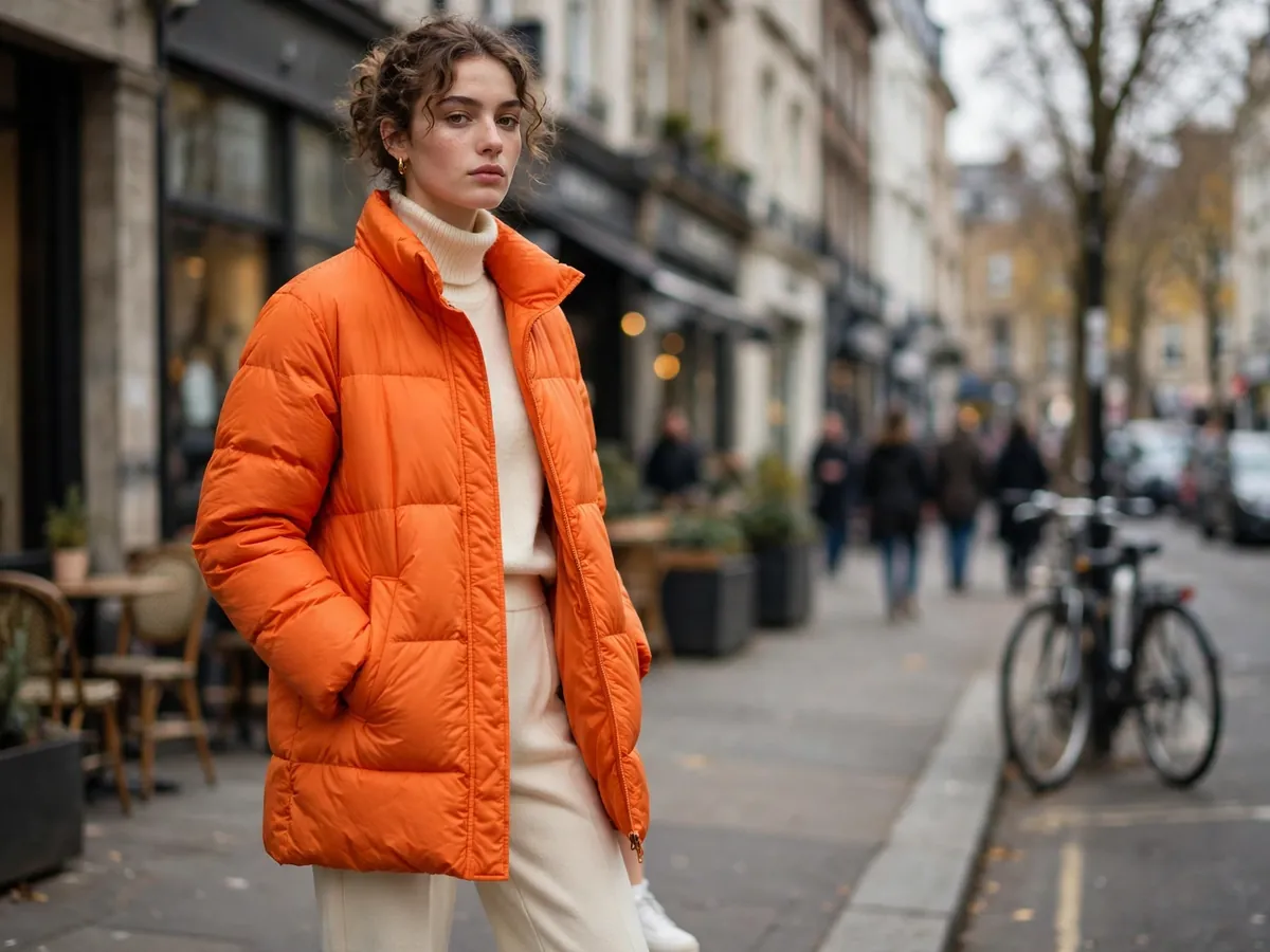 Energy orange, a spring 2027 fashion color trend, styled with warm neutrals